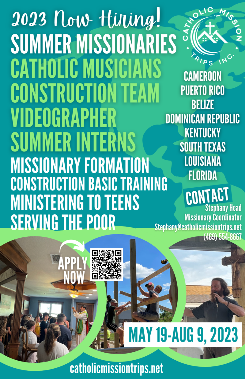 CMT Summer Staff Application Catholic Mission Trips Incorporated