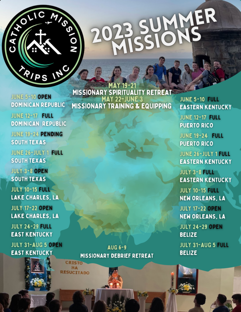 Summer mission schedule 2023