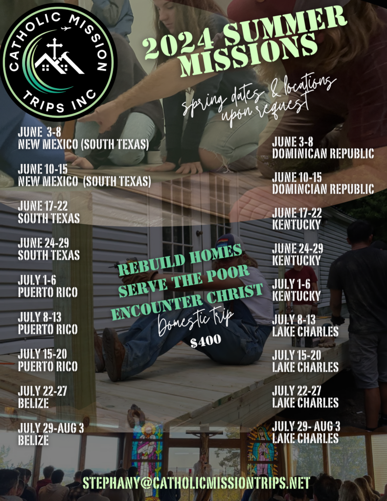 2024 Missions Catholic Mission Trips Incorporated