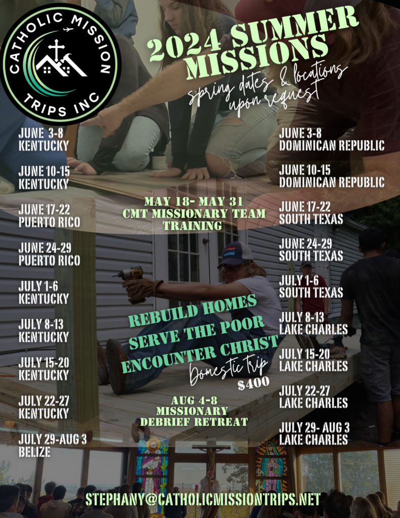 SUMMER 2025 Missions Catholic Mission Trips Incorporated